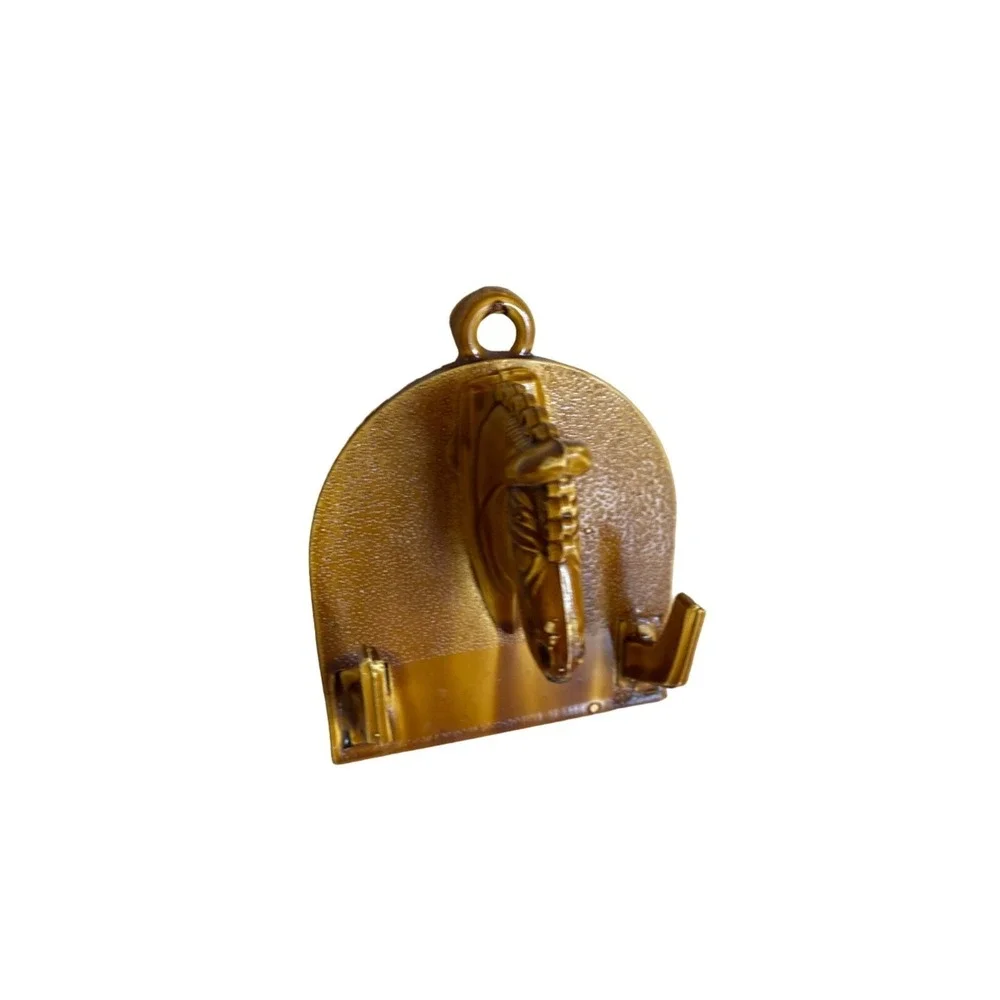 Vintage Resin Horse Head Double Key Hook Plaque Brown